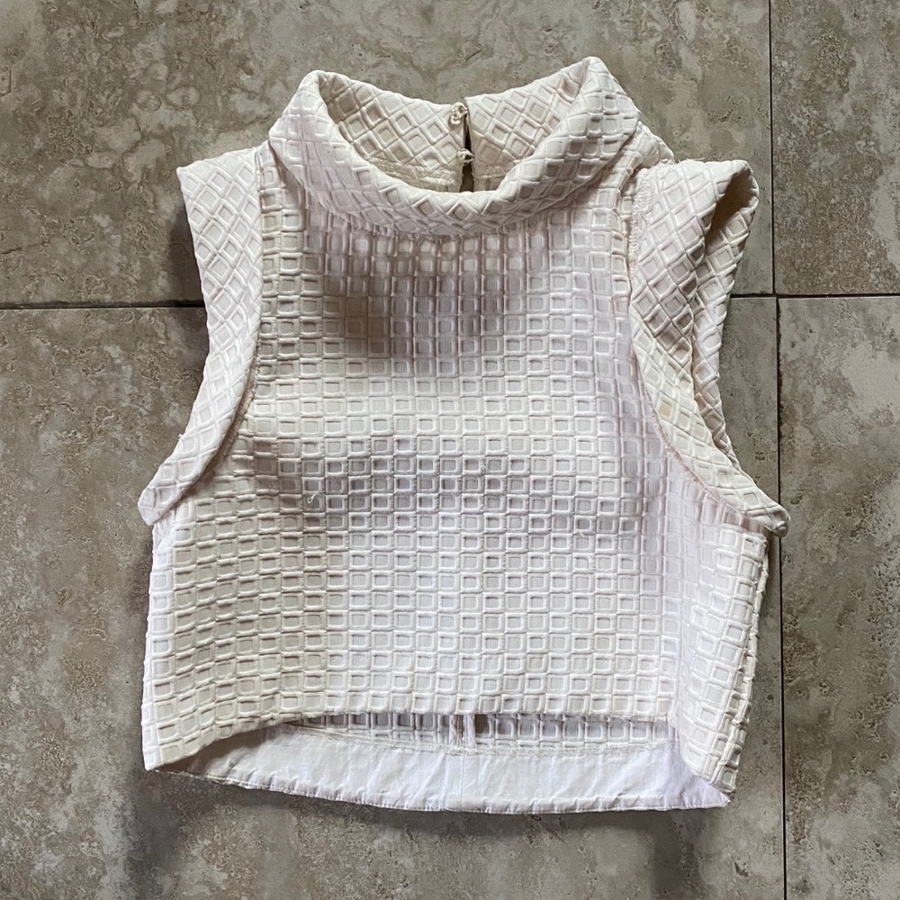 High Neck Textured Crop Top